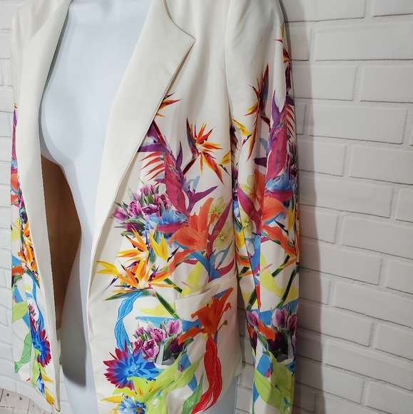 Mustard Seed Floral White Blazer Jacket - Picture 2 of 9
